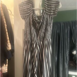 Black and white stripped romper